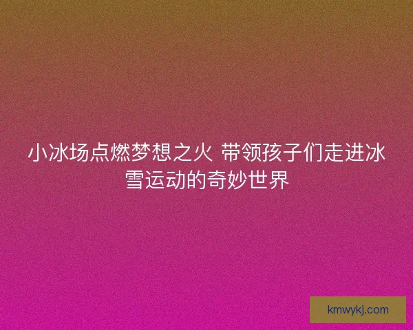 小冰场点燃梦想之火 带领孩子们走进冰雪运动的奇妙世界
