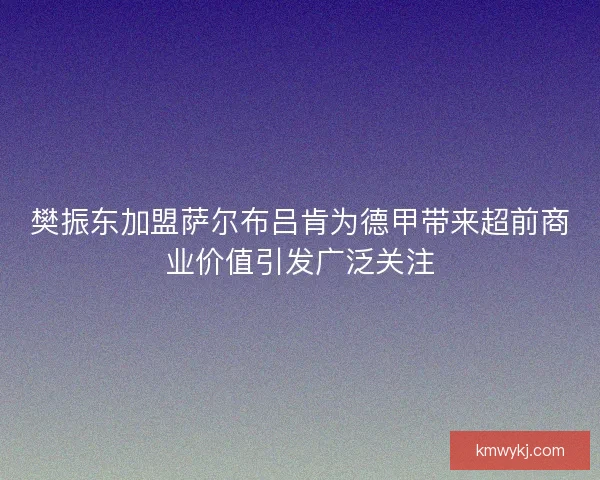 樊振东加盟萨尔布吕肯为德甲带来超前商业价值引发广泛关注
